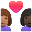 👩🏽‍❤️‍👩🏿 Pasangan dengan Hati Wanita dengan Wanita Warna Kulit Sedang dengan Warna Kulit Gelap Samsung
