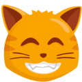 😸 Kucing Tersenyum dengan Mulut Terbuka dan Mata Tertutup Messenger