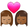 👩🏽‍❤️‍💋‍👩🏾 Berciuman Wanita dengan Wanita Warna Kulit Sedang dengan Warna Kulit Gelap Sedang Samsung