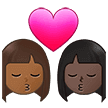 👩🏾‍❤️‍💋‍👩🏿 Berciuman Wanita dengan Wanita Warna Kulit Gelap Sedang dengan Warna Kulit Gelap Samsung