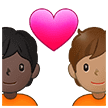 🧑🏿‍❤️‍🧑🏽 Pasangan dengan Hati Warna Kulit Gelap dengan Warna Kulit Sedang Samsung