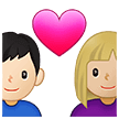 👩🏼‍❤️‍👨🏻 Pasangan dengan Hati Wanita dengan Pria Warna Kulit Cerah Sedang dengan Warna Kulit Cerah Samsung