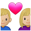 👩🏼‍❤️‍👨🏼 Pasangan dengan Hati Wanita dengan Pria Warna Kulit Cerah Sedang Samsung