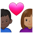 👩🏽‍❤️‍👨🏿 Pasangan dengan Hati Wanita dengan Pria Warna Kulit Sedang dengan Warna Kulit Gelap Samsung