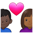 👩🏾‍❤️‍👨🏿 Pasangan dengan Hati Wanita dengan Pria Warna Kulit Gelap Sedang dengan Warna Kulit Gelap Samsung