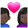 👩🏿‍❤️‍👨🏿 Pasangan dengan Hati Wanita dengan Pria Warna Kulit Gelap Samsung