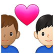 👨🏽‍❤️‍👨🏻 Pasangan dengan Hati Pria dengan Pria Warna Kulit Sedang dengan Warna Kulit Cerah Samsung